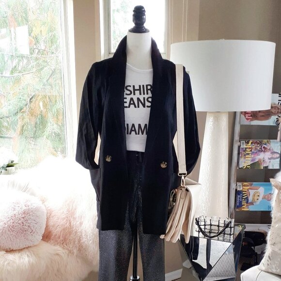 EUC Twik Simons black double breasted linen blend lightweight blazer, XS - Picture 2 of 13